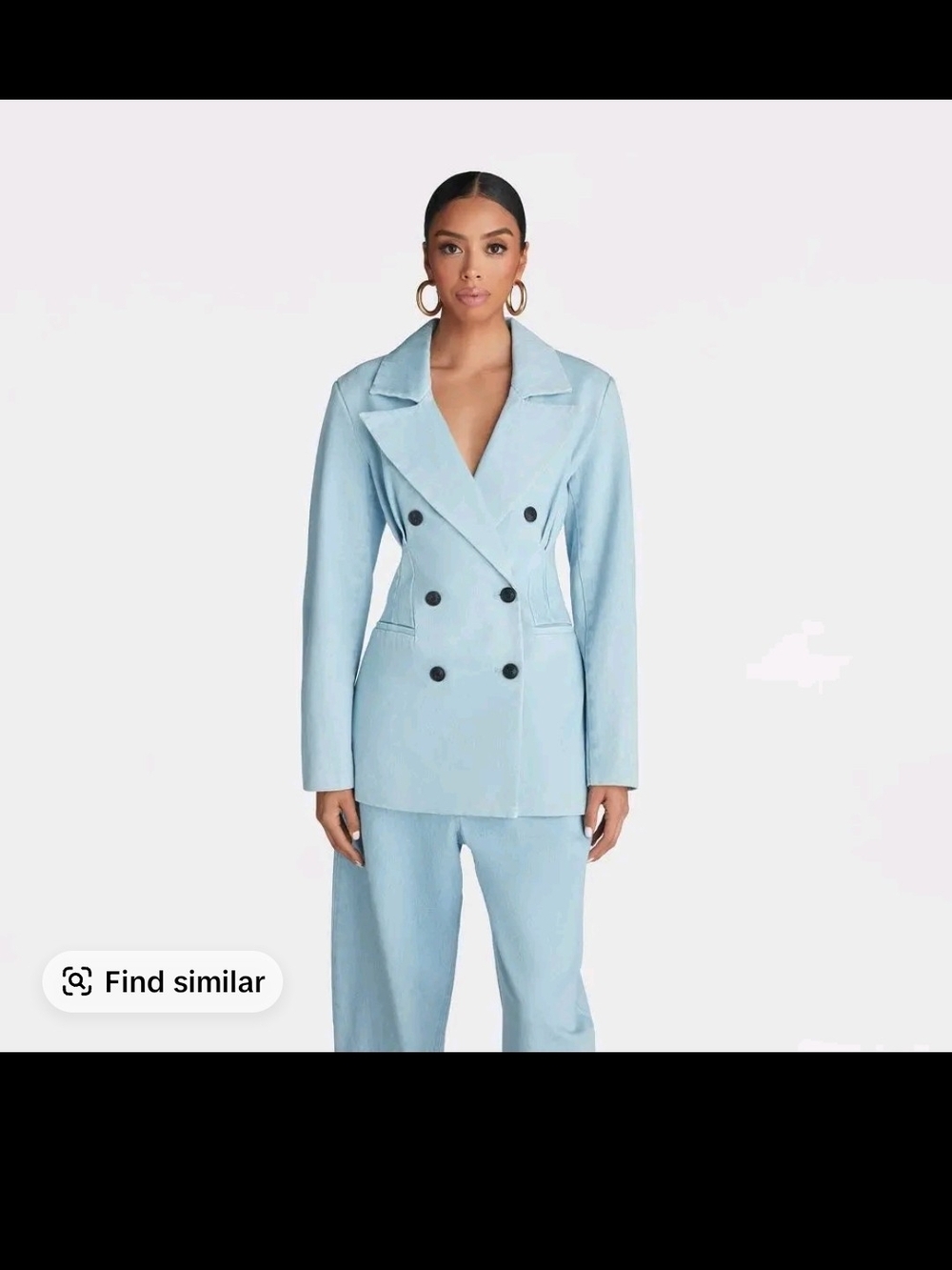 KBB By Kahlana Corsett Blazer Double-Breasted Light Blue Blazer